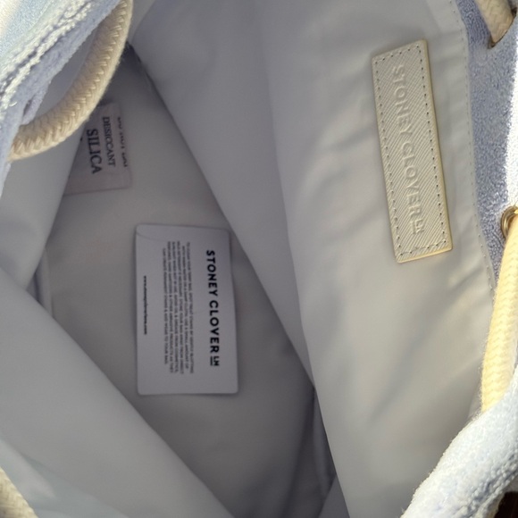 Stoney Clover Lane Pale Blue Suede Mini Backpack with Cream Straps - Picture 7 of 8